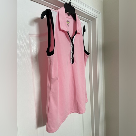 Izod Golf sleeveless collared polo top size Large- pale pink, white and black - Picture 2 of 5